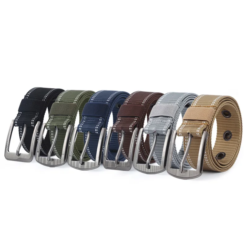 Multiple Colors Men Casual Canvas Pin Buckle Belt Woven Canvas Elastic Expandable Braided Stretch Belts Plain Strap