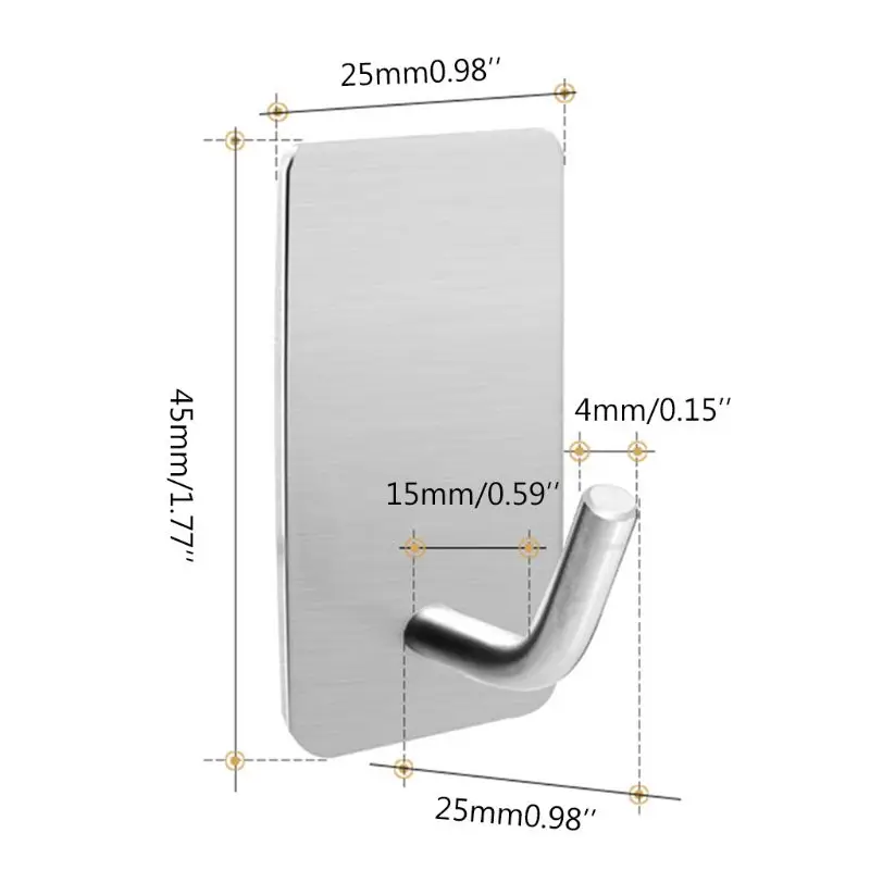 Rechteck Selbst Klebstoff Wasserdicht Edelstahl Wand Haken Schlüssel Tasche Aufhänger Sticky Küche Home Bad Lagerung Hängen