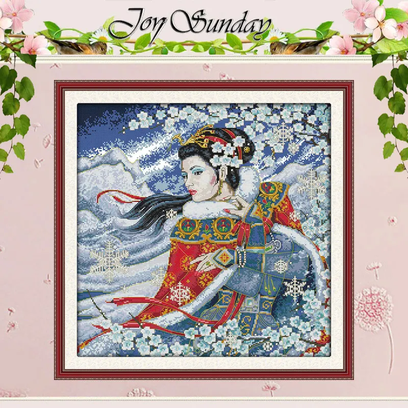 The Beauty in Snow Night Patterns Counted Cross Stitch Set DIY 11CT 14CT 16CT Stamped DMC Cross-stitch Kit Embroidery Needlework