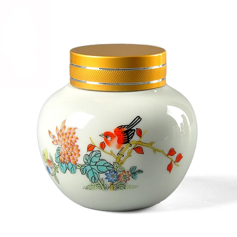 European Style Color Flower Ceramic Tea Pot Household Ointment Powder Storage Pot Jewelry Cosmetic Bottle Modern Home Decoration