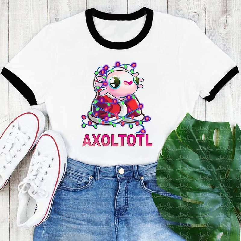 

Axolotl Christmas Cartoon Print Cap Hoodie Women'S Clothing Funny Sweatshirt Femme Winer/Spring/Autumn Long-Sleeve Tracksuit