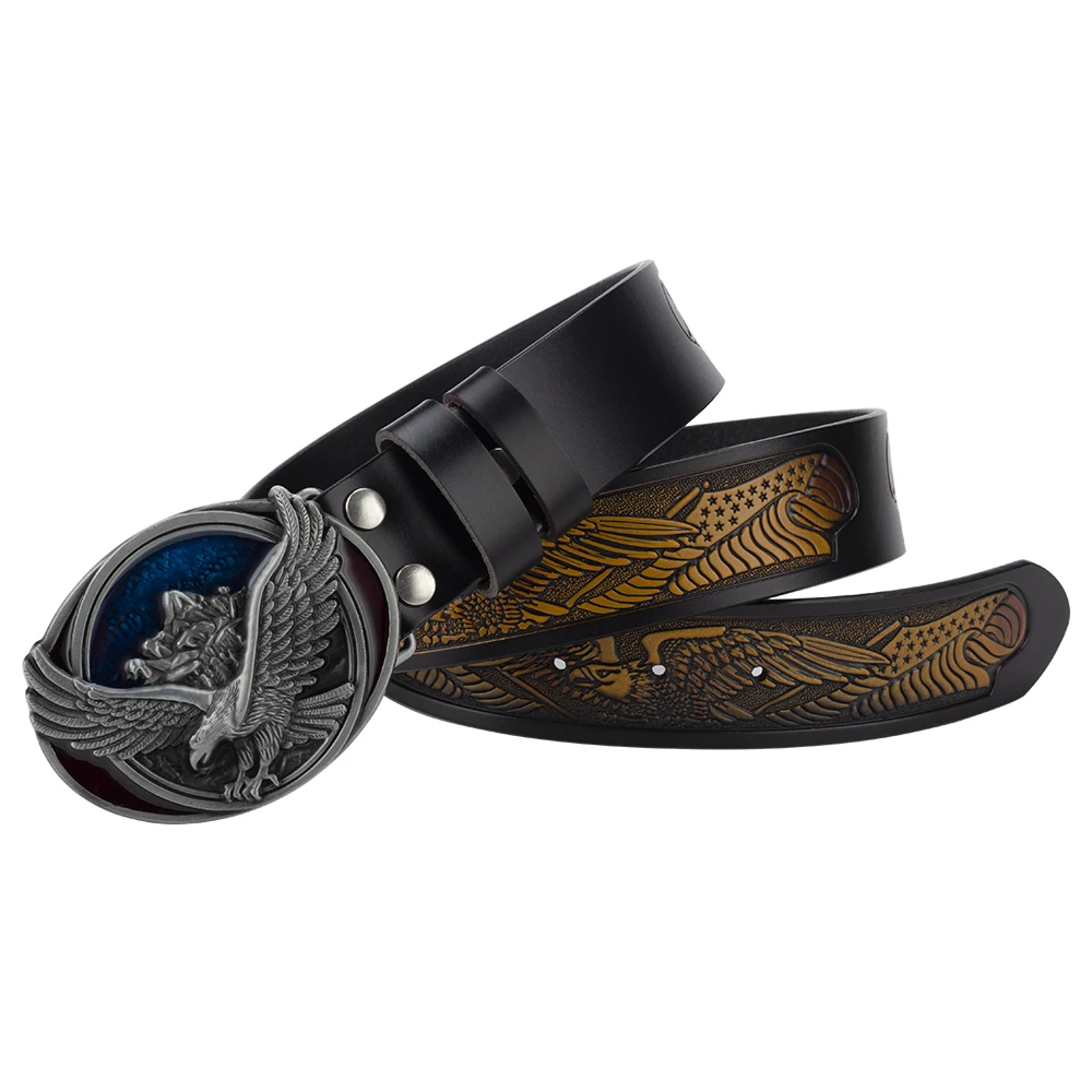 Spread Your Wings And Fly Eagle Buckle Genuine Leather Belt For Man