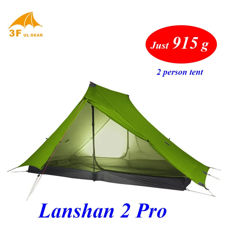 3F Lanshan 2 Pro Just 915 Grams 2 Side 20D Silnylon LightWeight  2 Person No-See-Um 3 And 4 Season Backpacking Camping Tent