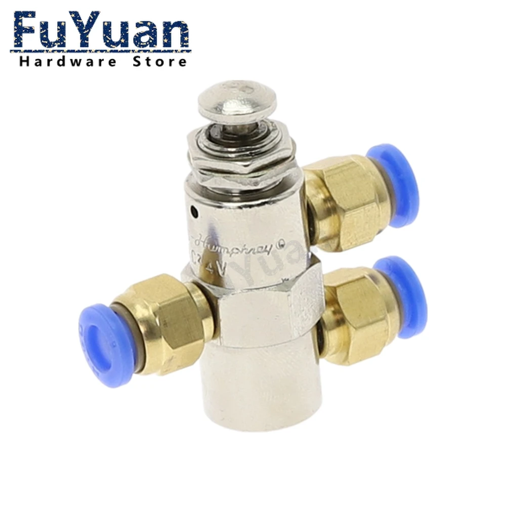 TV-4P Exhaust valve 2 Position 5 Way ON/OFF M5 Thread Push button Switch  Air Pneumatic Mechanical Valve w Fiittings