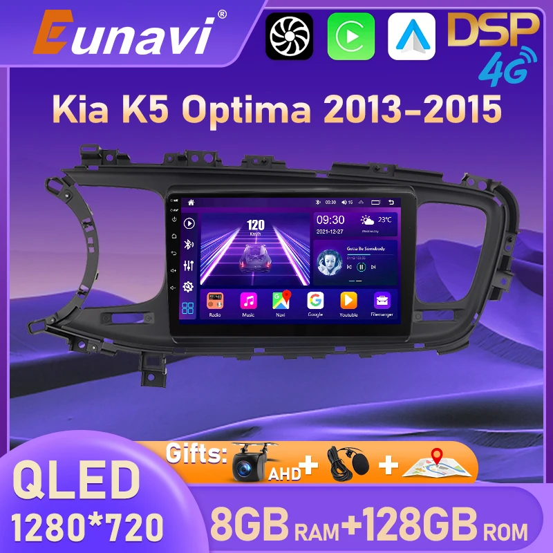 

Eunavi 2 din Android авто для Kia K5 Optima 2013-2015 автомобильный Радио мультимедийный видео плеер стерео GPS carplay 4G QLED 2DIN