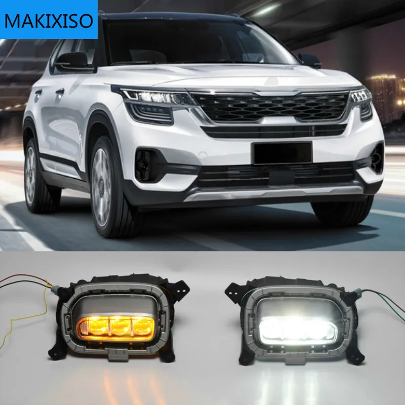 

Turn Yellow Signal Relay 12V Car DRL Lamp LED Daytime Running Light For Kia Seltos KX3 2020 2021