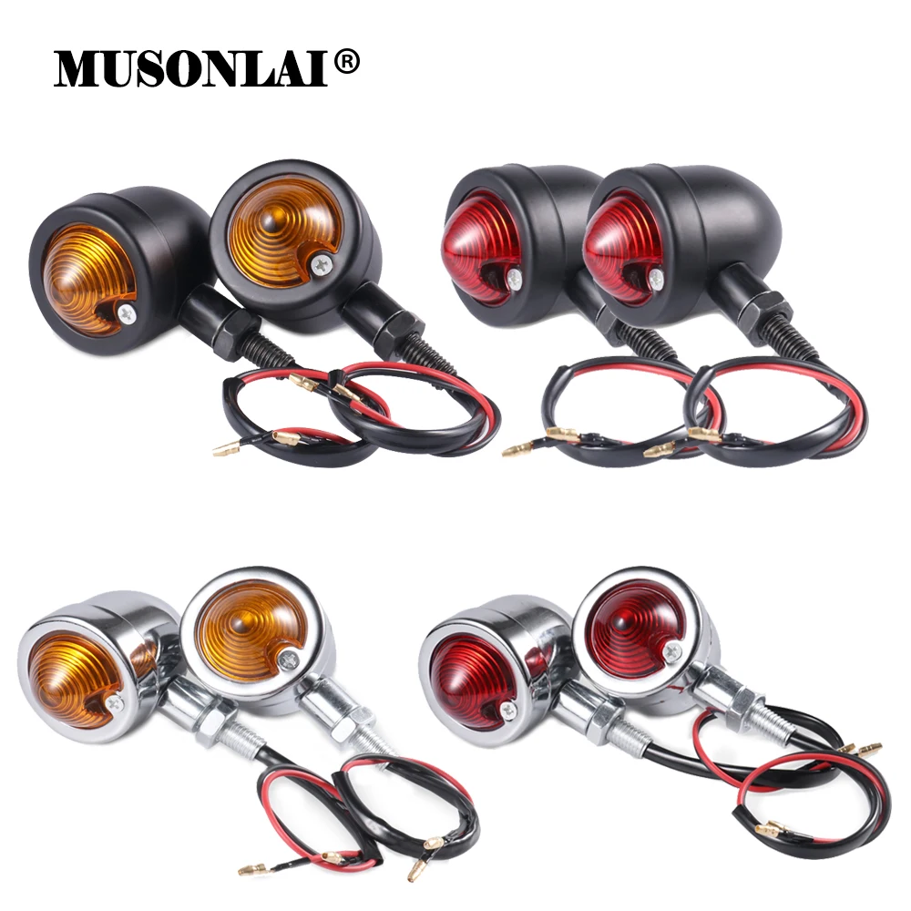 Bullet Motorcycle Turn Signal Light Indicator Amber Blinker Retro Lamp for Harley Davidson Honda Yamaha Cruiser Bobber Chopper