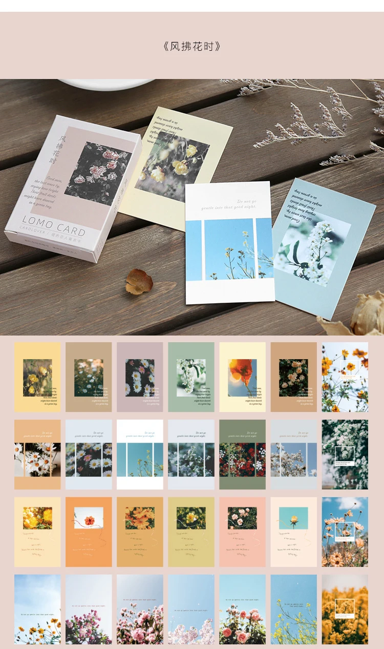 Multi-use 5.2*8cm 54pcs Mini Card Four Season Flower Photos Design As Scrapbooking Background Party Invitation Cards