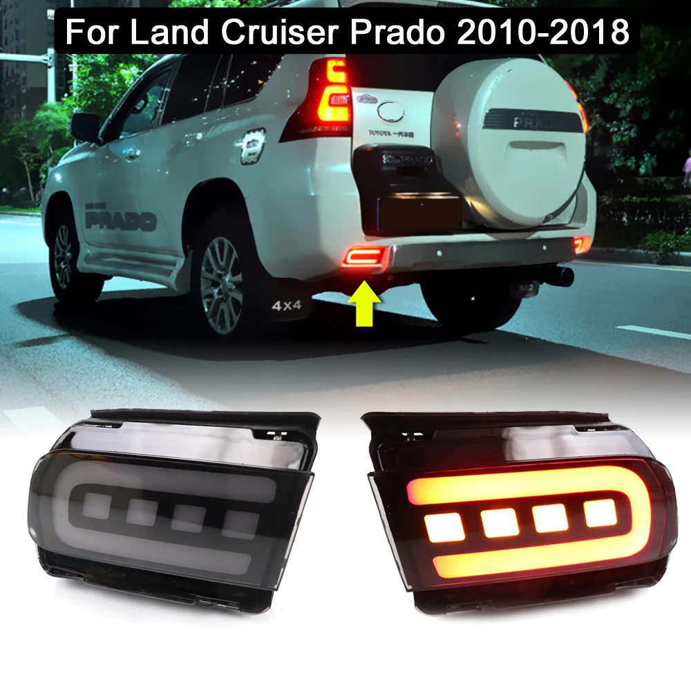 

Smoked Lens LED Rear Bumper Reflector Lamp For Land Cruiser Prado LC150 2010-2018 Drving Warning Light Brake Light Turn Signal