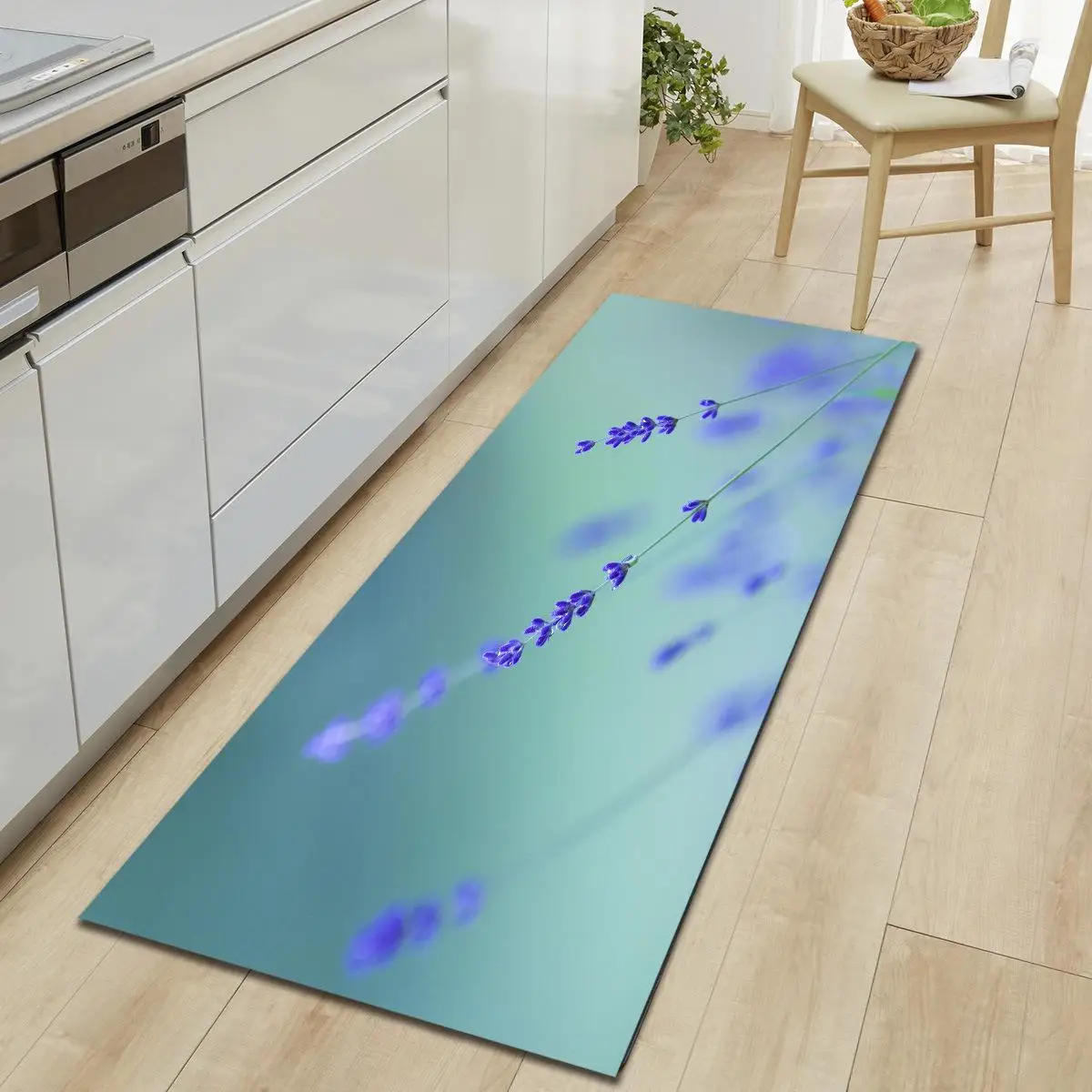 Non-slip Kitchen Mat Flannel Floor Mat Carpet Purple lavender Home Entrance Doormat Modern Rug Bedroom Living Room Tatami Tapete