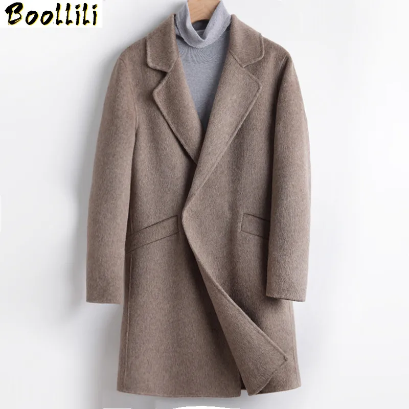 

Coat Boollili Men's Double-sided Long Wool Coat Man Jacket Alpaca Mens Coats and Jackets Windbreaker Abrigo Hombre