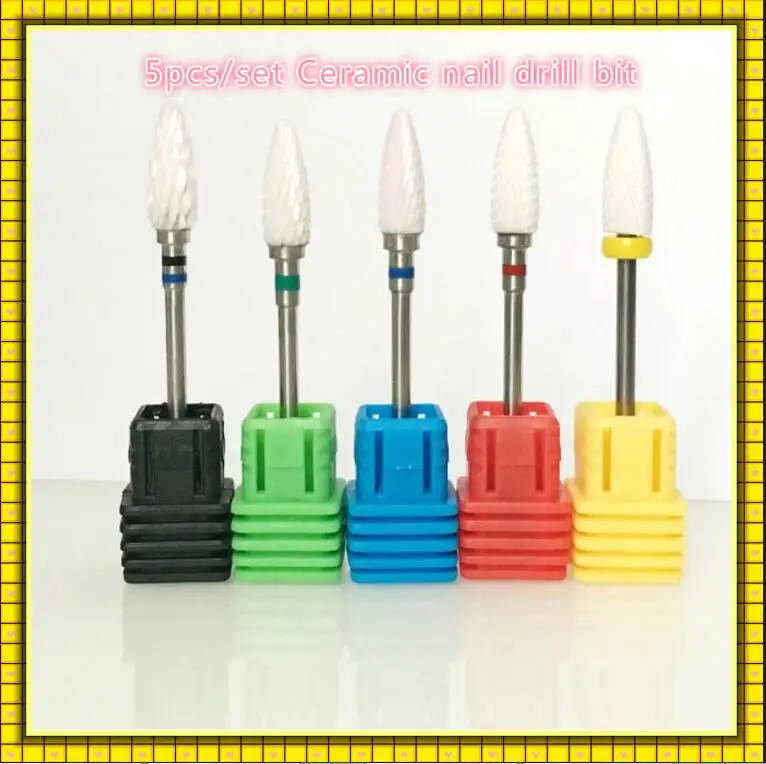 20pcs/set coarse+Fine Ceramic Nail Drill Bit Machine Remove nail Calluses Flame Bit Tools 3/32