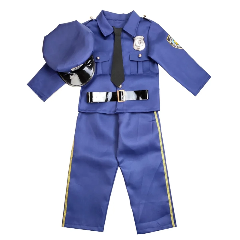 New York Politie Cosplay Kostuum Carnaval Party Boy Girl Politieagent Kleding Set Constabulary 3-9years Kinderen Politie Kostuum