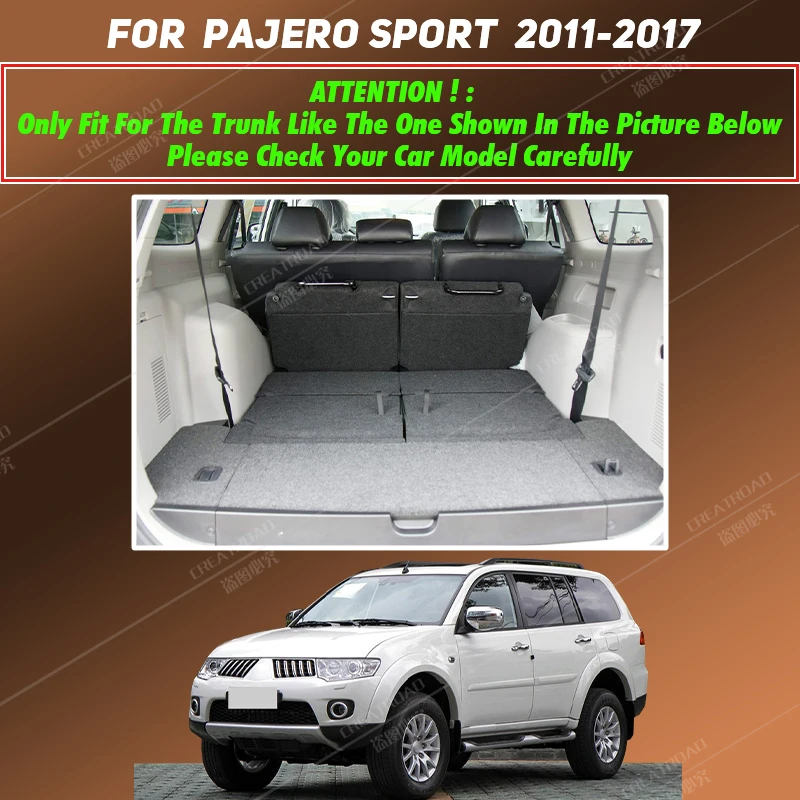 Car trunk mat for Mitsubishi pajero sport 2011 2012 2013 2014 2015 2016 2017 cargo liner carpet interior accessories cover