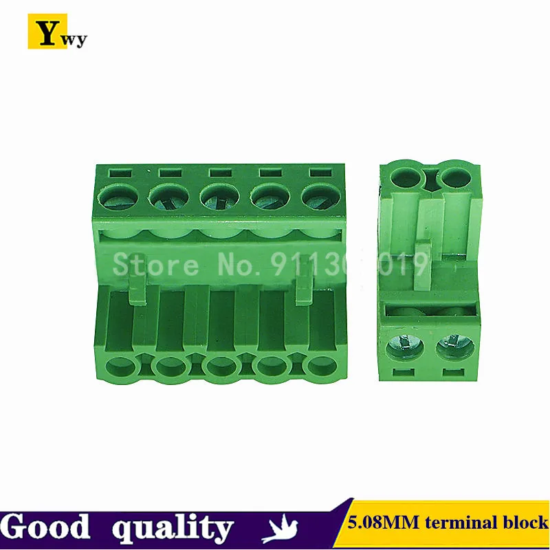 10Sets 5.08MM terminal block 2EDG5.08-2P/3/4/5/6/7/8/9/10/11/12/13/14/15/16Pin straight curved needle green plug terminal