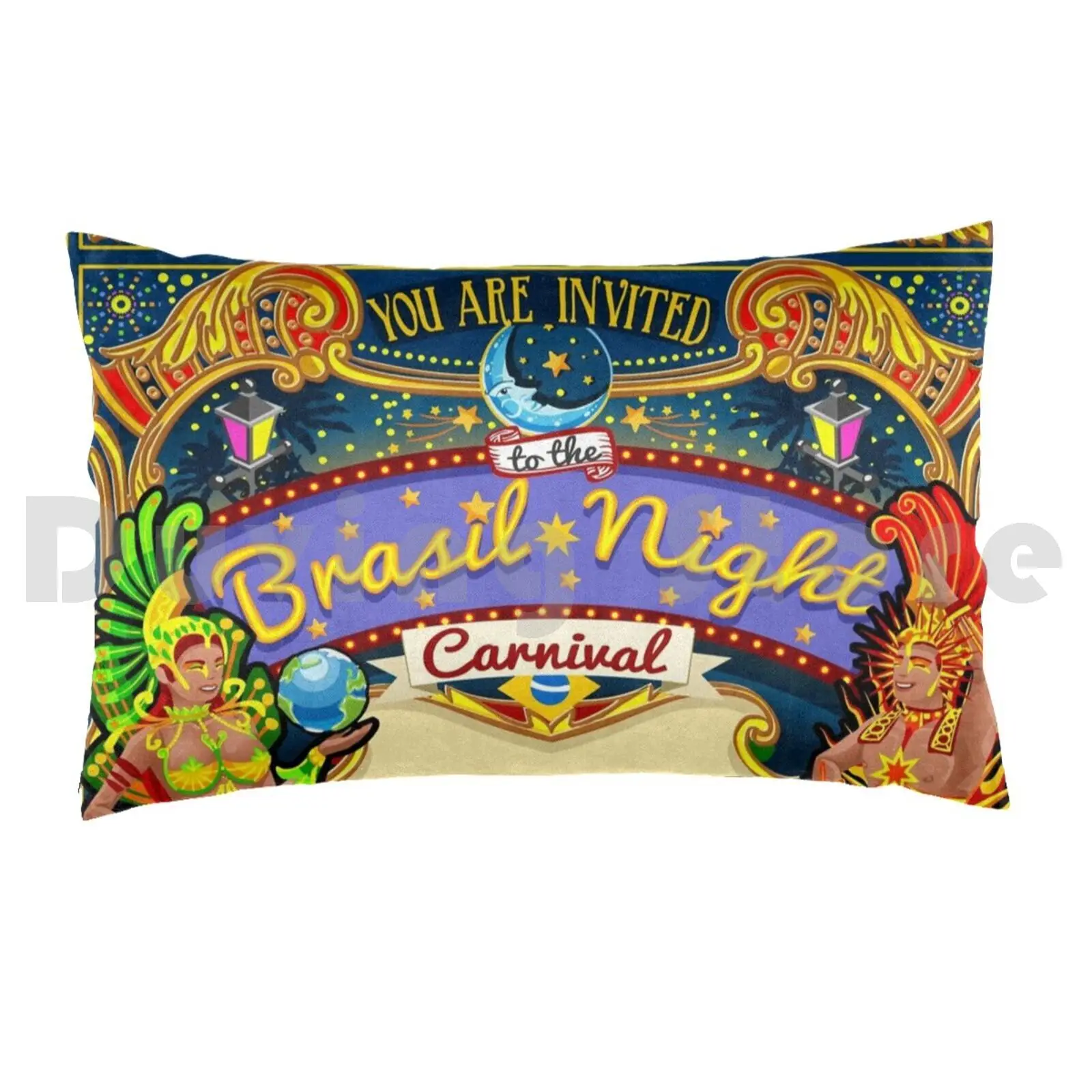 Carnival Poster Invite Brazil Carnaval Show ParadePillow case Carnival Brazil De Janeiro Samba Show Parade