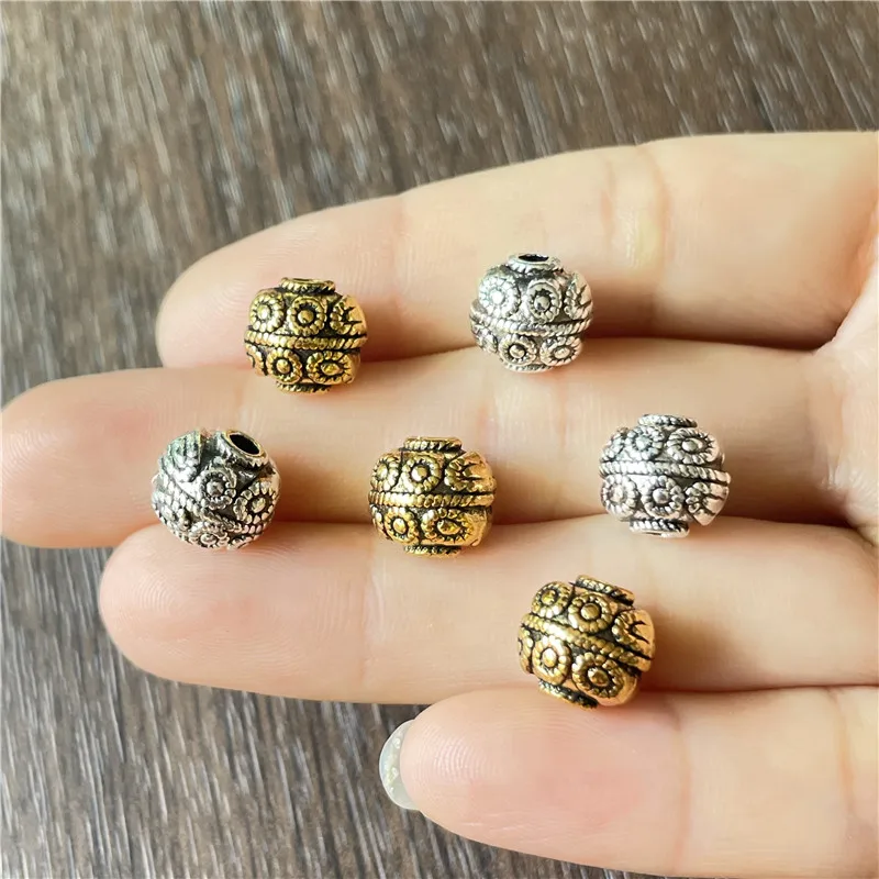 JunKang 10mm Large Hole Carved Pattern Metal Beads Jewelry Making  DIY Handmade Bracelet Necklace Accessories Connection