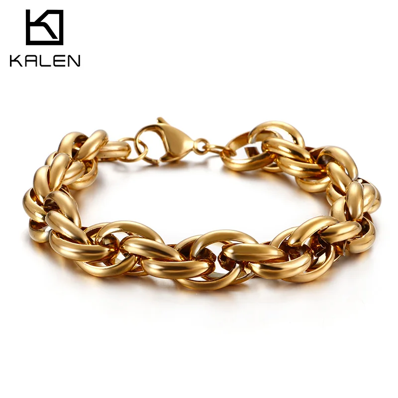 KALEN Men stainless steel Bracelet & Bangle Two Sizes Three Styles Simple Hand Jewelry