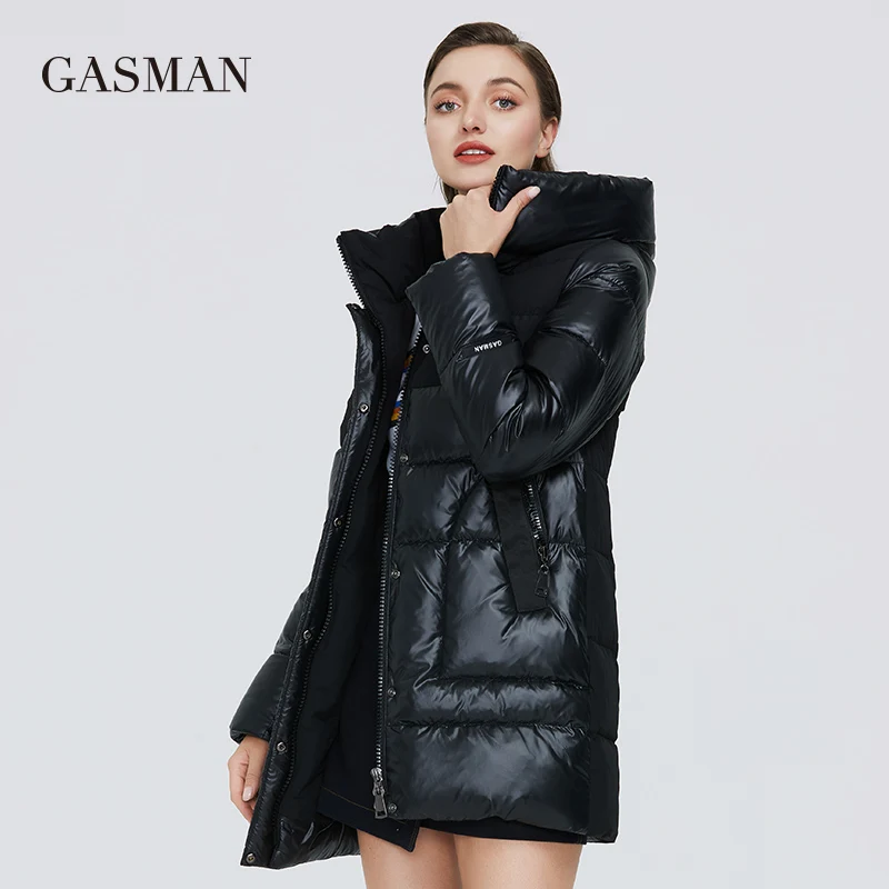 Gasman 2022 jaqueta de inverno das mulheres novo longo quente bege para baixo parka casaco coleção moda feminina outwear feminino elegante jaqueta