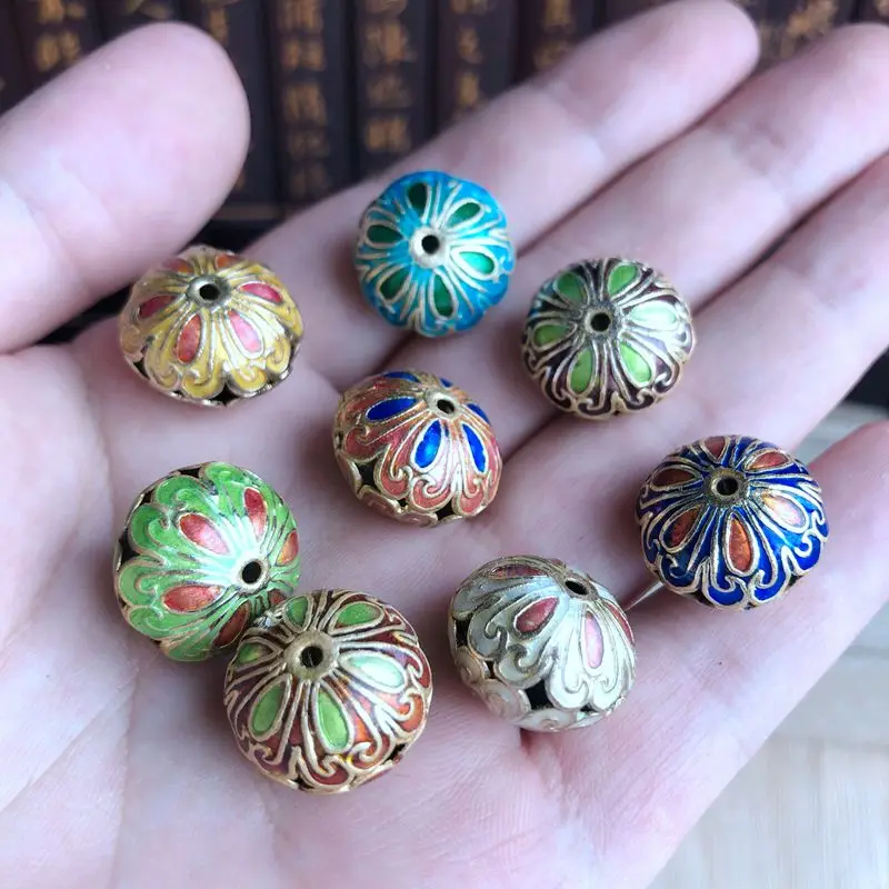 10pcs DIY Cloisonne Accessories Enamel Filigree:Beads Pendants Jewelry Making Findings Bracelet Earrings Necklace keychain Charm