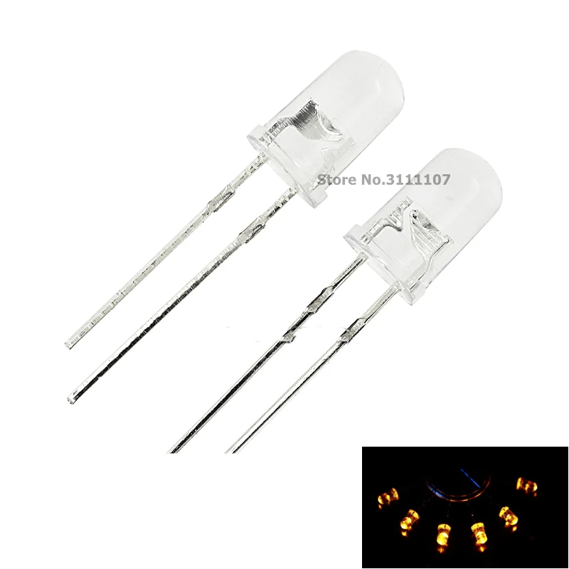 

200PCS/Lot 3mm Round Yellow LED Diode Super Bright Water Clear LED Light Lamp Yellow color