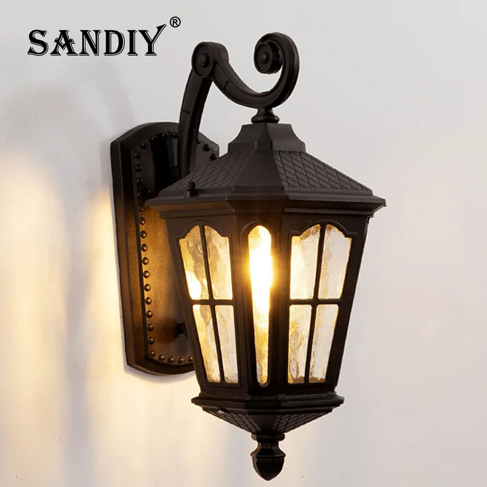 SANDIY European Vintage Outdoor Wall Light IP65 Waterproof Sconce for House Doorway Porch Villa Garden Retro Exterior Wall Lamp