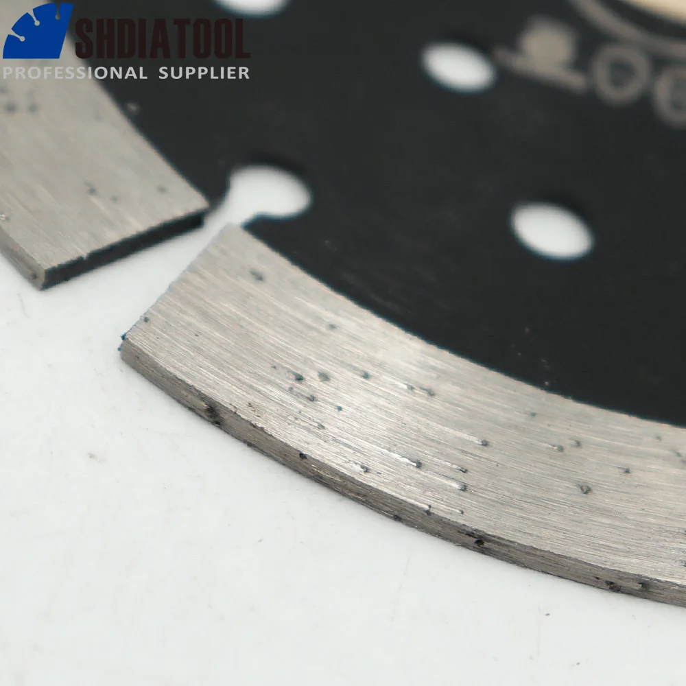 Shdiatool 1Pc Dia 4/4.5/5/7/9 "Diamant Gesegmenteerde Zaagblad Met Multi Gat Doorslijpschijf Voor Hard Materiaal Steen Keramische tegel