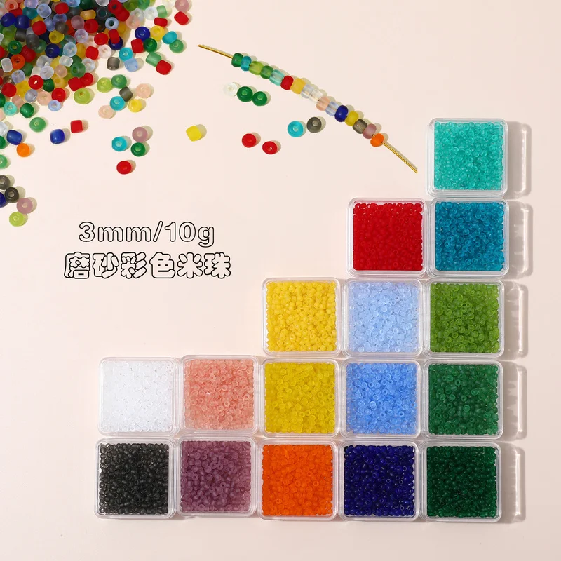 

3mm about 290 pieces of 10G frosted color transparent glass beads DIY handmade hair jewelry necklace accessories materials