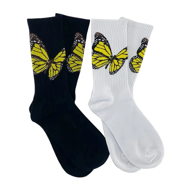 Drop Ship Adult Crew Cotton Socks Insect Beautiful Beauty Butterfly Angels Colias Eurytheme 2021 Vogue Street Fashion Brand