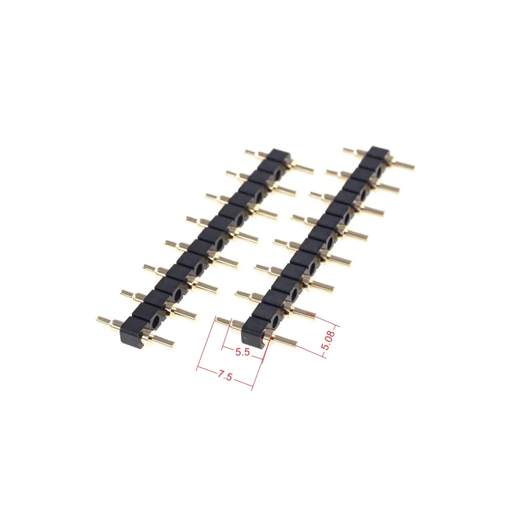 

20 pcs Spring Loaded Pogo Pin Connector 8 Pins 5.08 mm Pitch 7.5 mm Height Through Holes Mount 1x8 Single Row Spring-Loaded