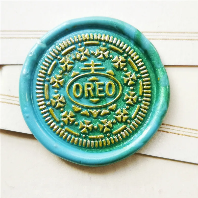 Oreo Biscuits dessert Wax Seal Stamp sealling Wax / Wax Stamps Head Wooden Handle Set for DIY Scrapbooking Envelope Card Tools