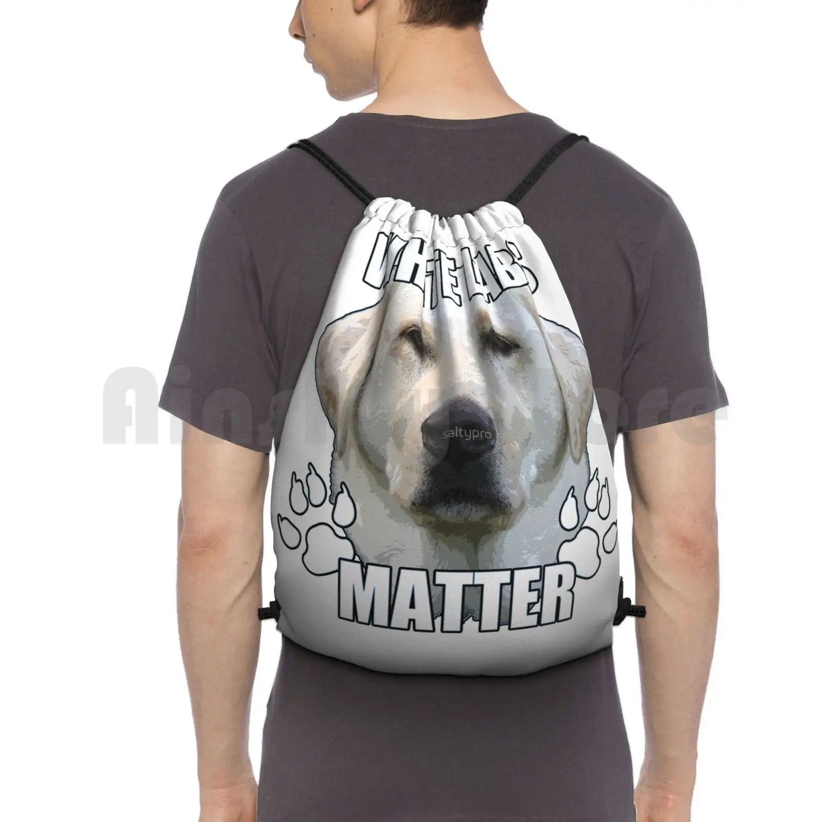 

Белый рюкзак Labs Matter, сумка на шнурке, сумка для верховой езды, скалолазания, спортивная сумка, белые лабораторные материалы, черные лабораторные принадлежности, собаки, забавные золотые
