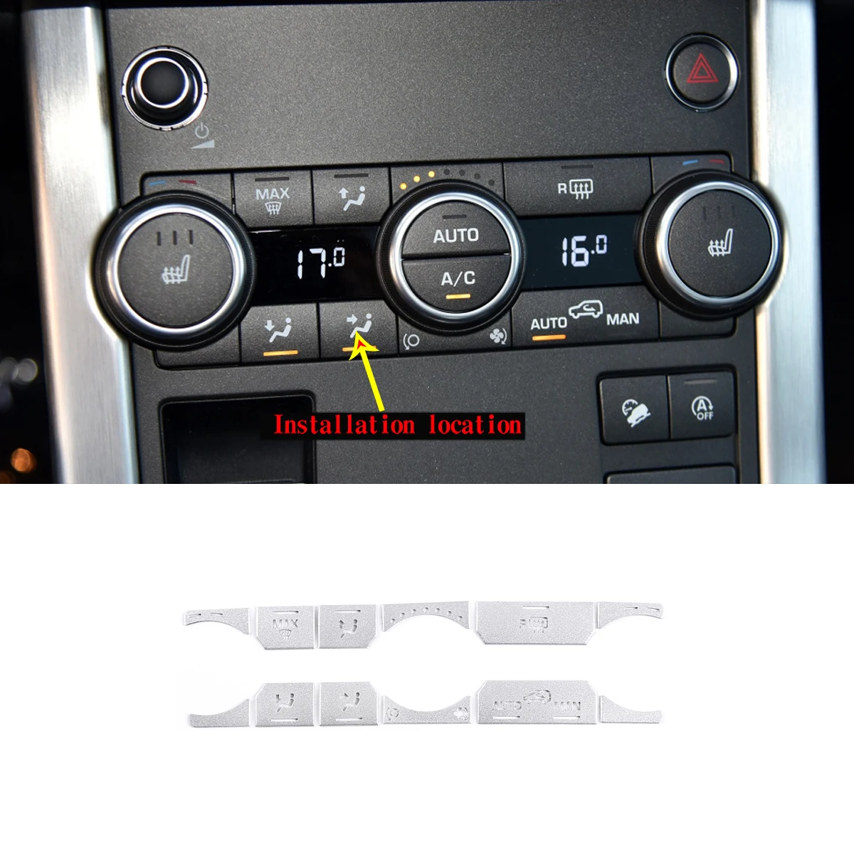 Aluminum Alloy for Land Rover Range Rover Evoque 12-18 Air Conditioning Button Stickers Silver Car Interior Accessories 2 style