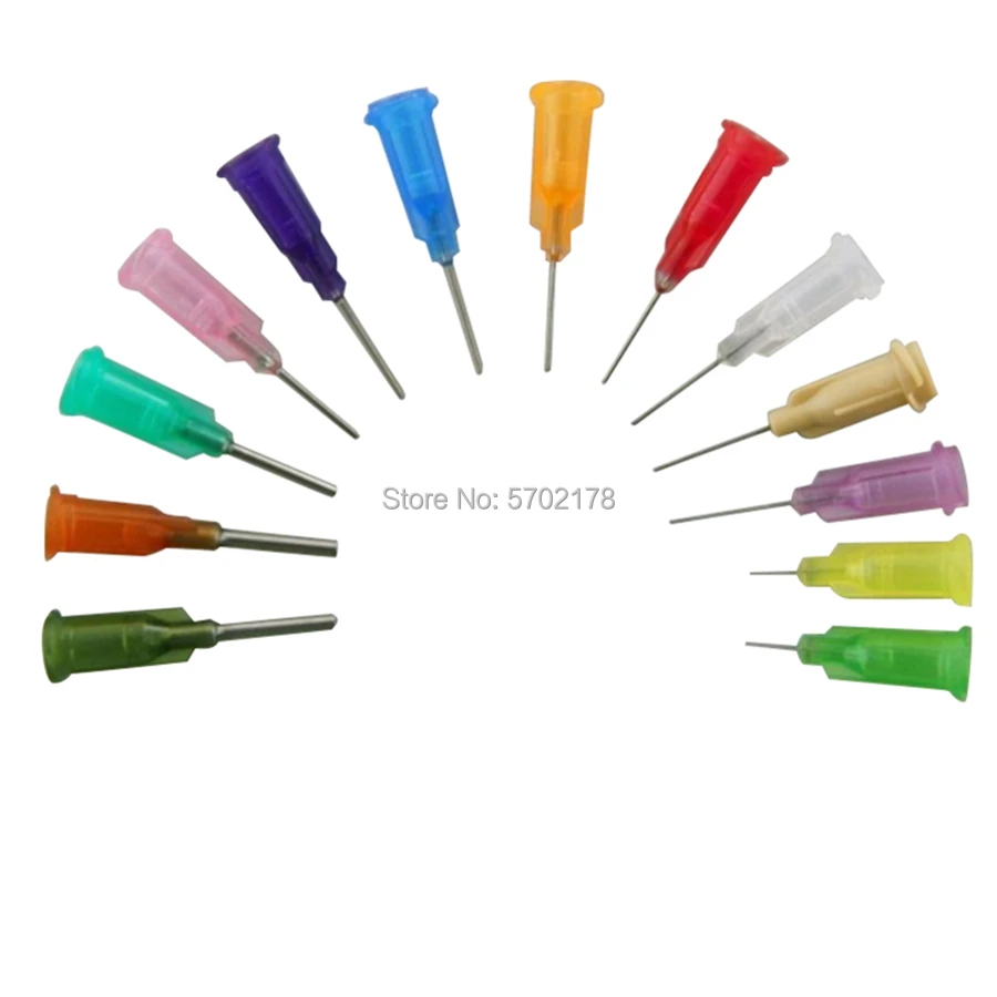 Dispensador de agulhas de plástico, dispensador de agulhas de precisão de plástico com parafuso para assento, 1/2 polegadas, 100 peças