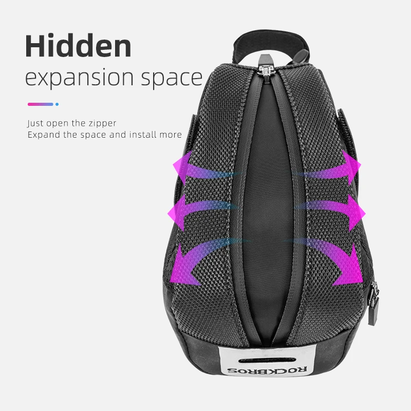 ROCKBROS Bike Tail Bag IPX3 Waterproof Reflective Hidden Space Hang Taillight MTB Road Bicycle Saddle Bag Cycling Accessories