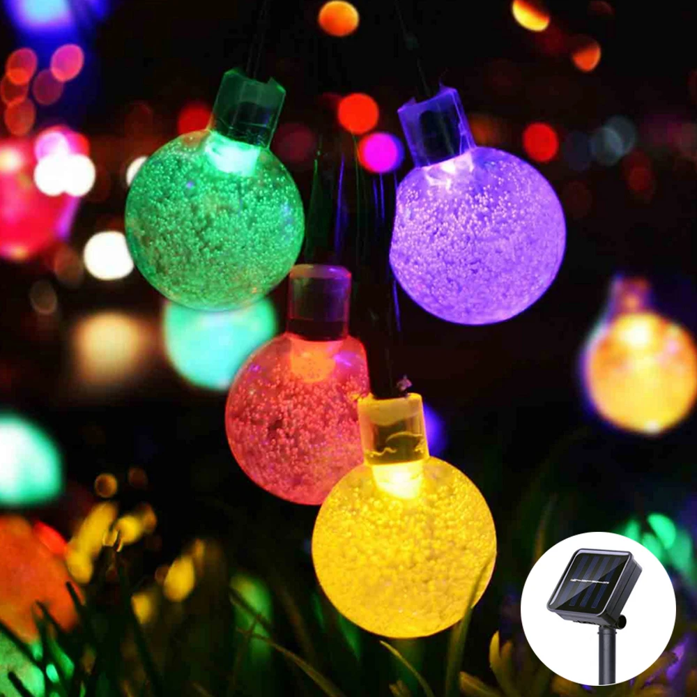 

Solar LED String Globe Bulb String 6.5m 30 LED Fairy Light String LEDs Ball Christmas Light Garland Wedding Garden Decoration