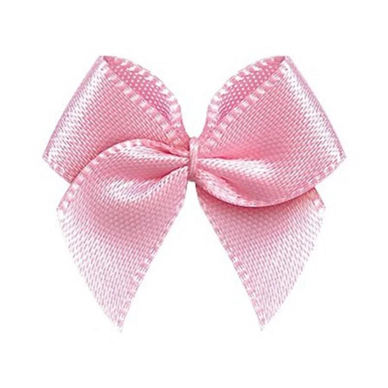 50pcs Pink Satin Ribbon Bows Decoration Bows For Craft Packages Small Bowknot Gift Wrapping Flower DIY Wedding Bow Birth 25±3mm