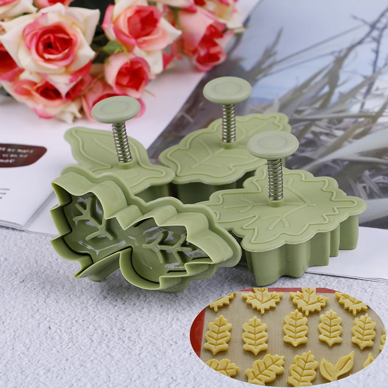 4Pcs/set DIY Bake Mold Leaf Shape 3D Cookie Cutter Biscuit Molds Kitchen Tool