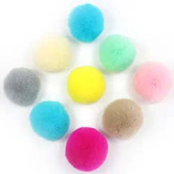 Real Rabbit Fur Pom Pom Ball for Women, DIY Hat, Cloth, Earrings, Shoes, Handbag, Key Chain Accessories, 6cm