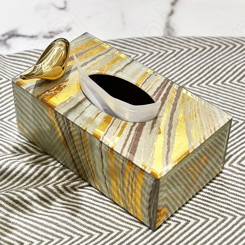 

European Glass Tissue Box Coffee Table Desktop Paper Drawer Restaurant Napkin Organizer Home Decoration Modern Ornaments