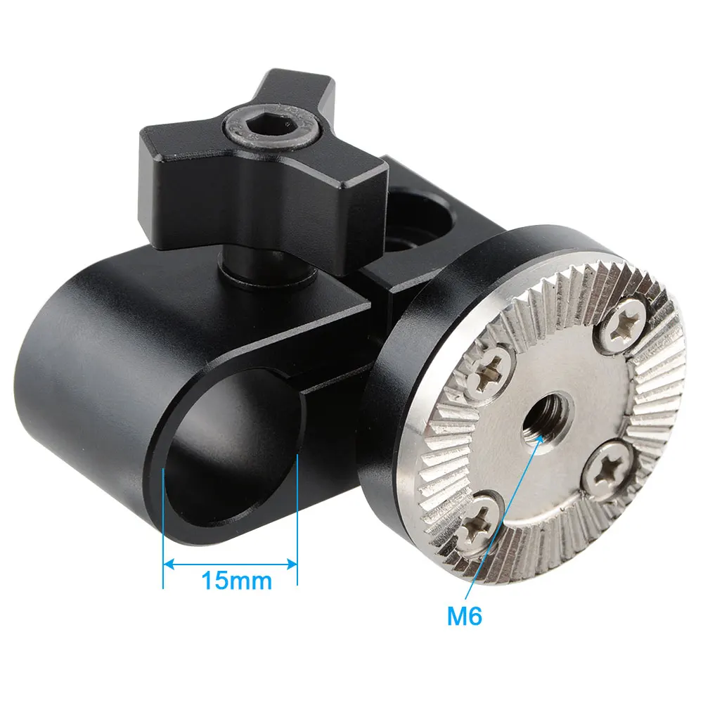 CAMVATE-Adaptador de abrazadera de varilla única de 15mm, sistema de soporte de varilla de 15mm con M6, bloqueo de montaje de roseta para cámara DSLR