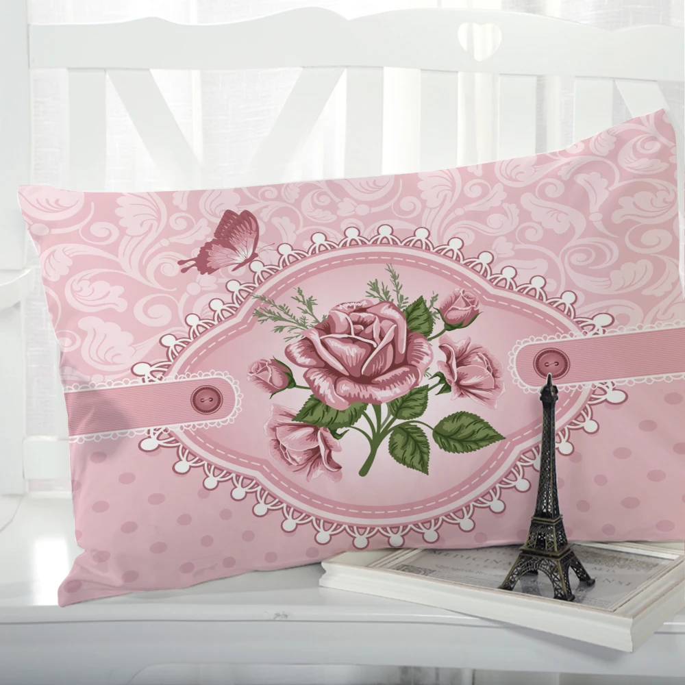 1pc Pillow cover Pillow case Bedding Pillowcase Pillow covers decorative for home 3D HD Print  Rustic flower Pink