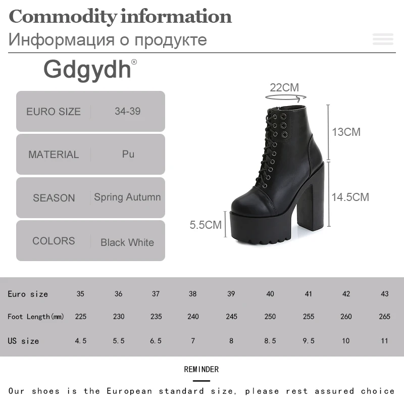 Gdgydh Womens Comfy Booties Platform Stage Performance Shoes High Heels White Black Chunky Heel Cosplay Shoes For Lady Zipper