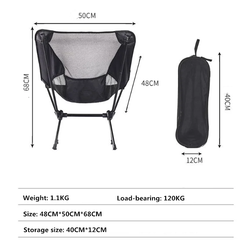 Folding Stool Portable Outdoor Chair Fishing Chair Camping Lightweight Aluminium Alloy Collapsible Armchair