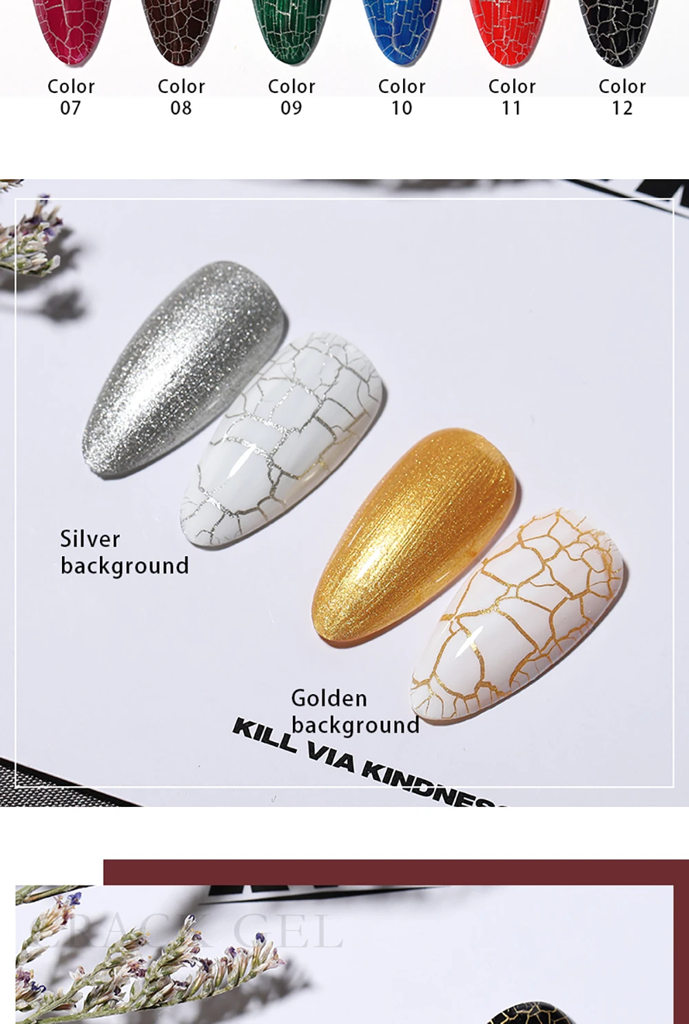 Vendeeni 15 Farben/Set Riss-Gel-Nagellack Schildpatt-Optik UV Soak-Off Gel-Lack Automatischer Riss-Nagelkunst-Gel-Lack – Detail 11