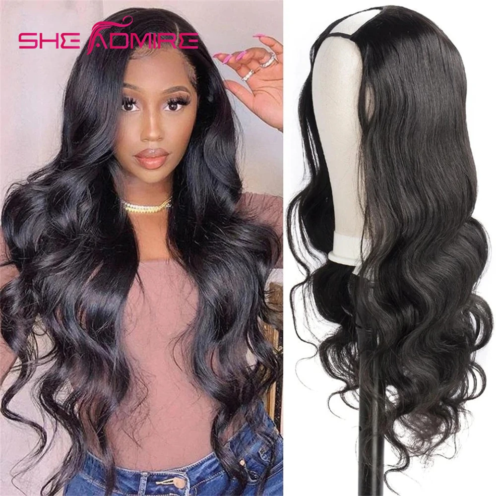 

Body Wave U Part Wig Human Hair for Women Brazilian Remy Hair Glueless Full Head U Shape Clip in Wigs Wear and Go Natural Color