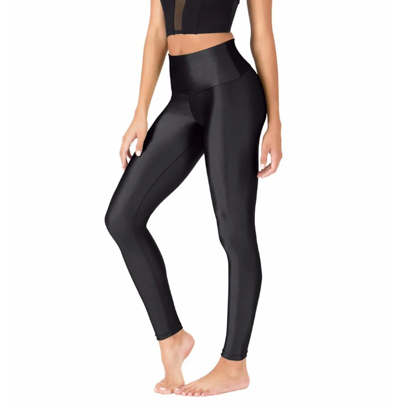 Speerise Adult Black Women High Waisted Spandex Leggings Yoga Pants Ankle-Length Workout Fitness Gymnastics Ballet Dance Pants