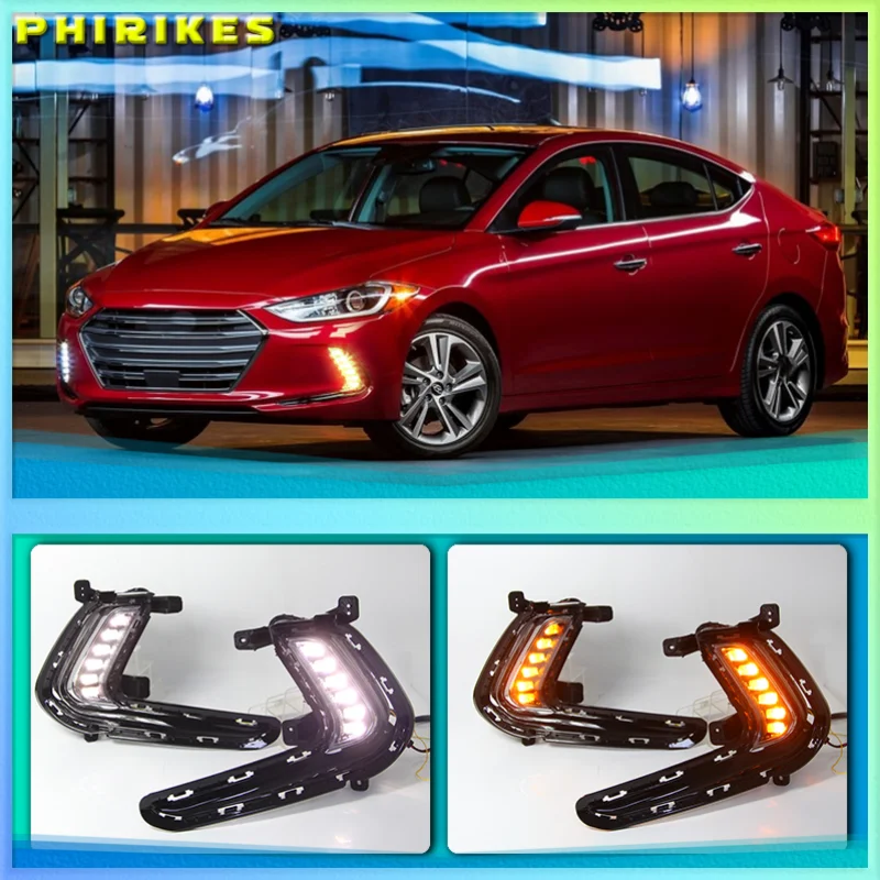 

1Set 12V ABS LED Car DRL Daytime Running Lights With Turn Yellow Signal For Hyundai Avante AD Elantra 2016 2017 2018