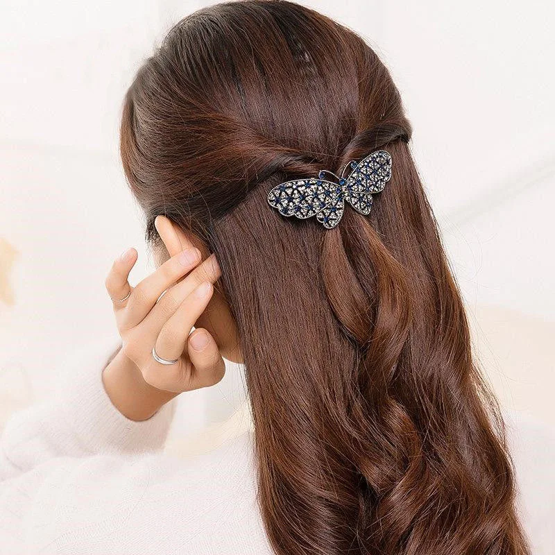 Glänzende Strass Haarnadel Elegante Bowknot Schmetterling Barrettes Frau Pferdeschwanz Frühling Clip Urlaub Partei Geschenk Haar Zubehör