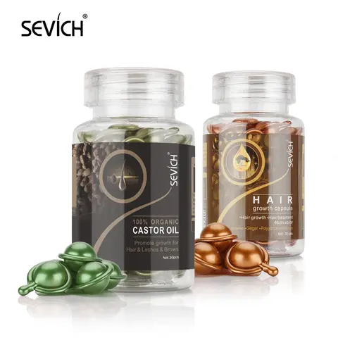 Sevich 2 개/대 생강 모발 성장 캡슐 세트 탈모 수리 치료를위한 모발 비타민 오일 손상된 모발 검은 모발 세럼